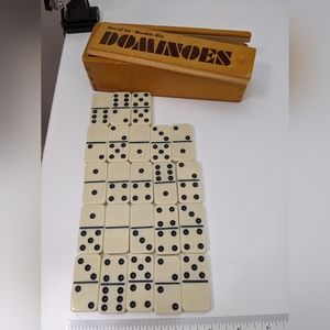 Vtg - Dominoes Replacement Pieces Storage Box, Dominoes Double 6, 23 Tiles